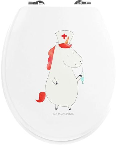 Mr. & Mrs. Panda Motiv WC Sitz Einhorn Krankenschwester - Geschenk, WC-Sitz, Krankenschwester Geschenk, Einhörner, Einhorn Deko, Krankenhaus,
