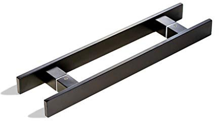24 Inches Long 2-Sided Matte Black Door Handles, Modern Stainless Steel Front Door Handle Pulls for Wooden Barn Doors Home Interior Exterior Doors Commercial Glass Entrance Pulls, Flat Rectangle Bar