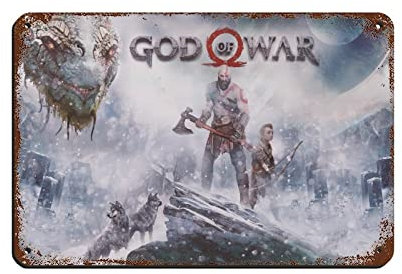 RIELLI God of War Game 9 Blechschild Vintage Metall Pub Club Cafe Bar Home Wandkunst Dekoration Poster Retro 20 x 30 cm