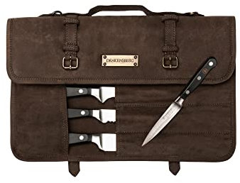 DRAKENSBERG Borsa portacoltelli Blade, universale, per coltelli da cucina, qualità professionale, sostenibile, in pelle di bufalo, marrone scuro, DR00398