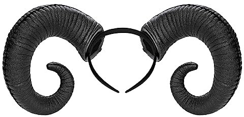 keland Maleficent Hörner Stirnband Widderhörner Teufelshörner Haarreif Gothic Kopfschmuck für Halloween Kostüm Cosplay (Y-Schwarz)