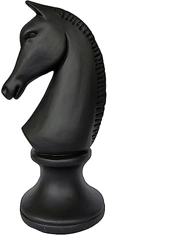 Goldbach XL Schachfigur Pferd schwarz Springer Pferdekopf Pferdebüste Schach 33cm groß Dekofigur