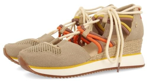 Sneakers Ouvertes Beige DE Type Espadrille À Talon COMPENSÉ pour Femme IONA