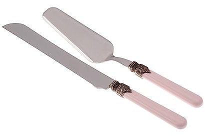 Rivadossi Sandro 1602D07 Set di Pala e Coltello per Torta, 2 Pezzi-Classic-100% Made in Italy, Artigianalità e Design, Acciaio Inox 18/10, Rosa