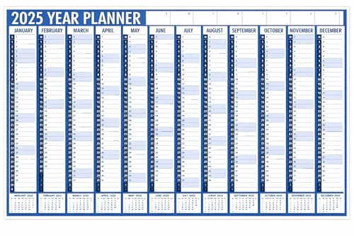 Wandplaner 2025, A1, große Jahresplaner, Feiertage und wichtige Termine, Wandplaner gefaltet auf A4, für Zuhause, Büro, Schule – gefaltet auf A4)