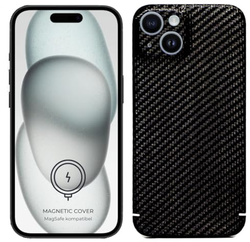 REUTERSON Carbon Cover iPhone 15 Magnetisch (Magnetring) | Made in Germany | Edles Design | Ultradünne Handyhülle aus Echtem Carbon | Hochwertig
