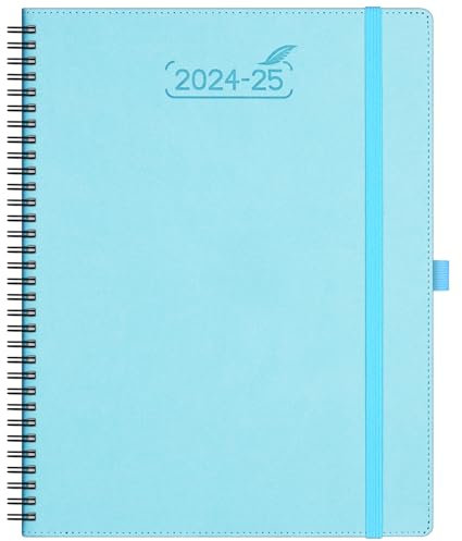 BEZEND Terminplaner 2025, A4, Wochenansicht, 18 Monate, beginnend von jetzt bis Dezember 2025, Spiralbindung, großer vertikaler Wochenplaner mit Monats-Register, PU-Leder-Softcover, 28,5 x 22 cm
