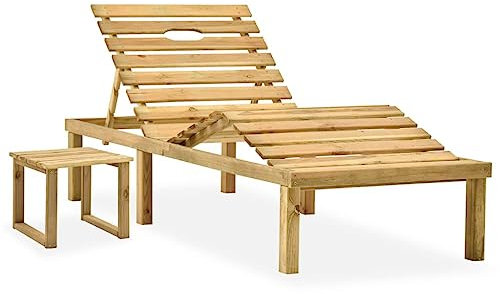 KTHLBRH Sonnenstuhl Strandliege Gartenliege Outdoor-Liege Garten-Sonnenliege mit Tisch Kiefernholz Imprägniert für Gärten, Pools, Terrassen