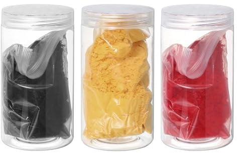 sourcing map Iron Oxide Powder 300g 3 Packs of Iron Oxide Pigment, 3 Colors, 100g of Each Color Concrete Dye Color Powder for Tile Clay Paint Coloring Powder, Black, Yellow, Red