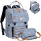 Tonyeee Wickelrucksack Rucksack- Abnehmbare Cross Body Flasche, Wickeltasche Reisen Essentials Baby Tasche mit Wickelauflage,Stylish Wickeltasche für Mama/Papa-Grau-Regenbogen