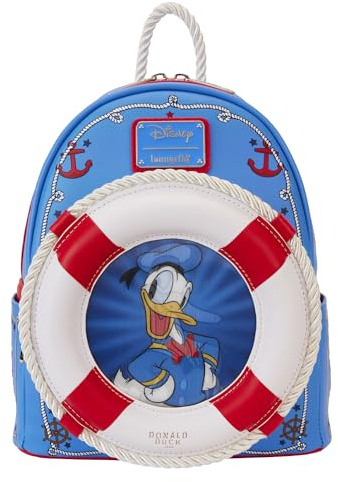 Loungefly Disney Donald Duck Mini-Rucksack zum 90. Hochzeitstag, Linsenraster-Motiv, klein