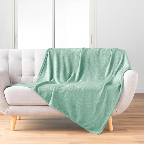 Douceur d'Intérieur, Plaid (125 x 150 cm) Nelia Sauge, Flanelle Relief Unie