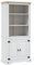 KOIECETA Kiefer Schrank Mexiko-Stil Corona Bücherregal Bücherschrank Vitrine Standvitrine Highboard Kommode Anrichte 80x40x170cm (Weiß)