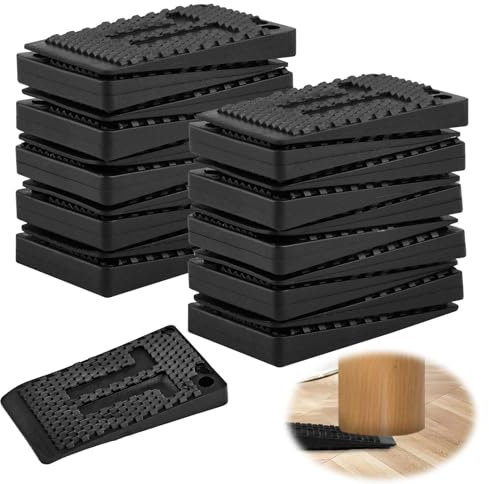 20 Piece Furniture Levellers, Wedges for Levelling, Furniture Level Wedges, Rubber Wedges Shims, Table Soft Pads, Non-Slip Leveler Shims for Uneven Furniture Chair Cabinet (Black)