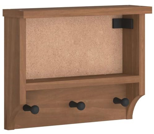 vidaXL Porte-manteau mural SANDNES 45x12x35 cm bois massif pin, étagère murale avec crochets, porte-manteau mural avec étagère, porte-manteau mural avec crochets