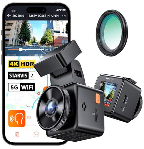 VANTRUE E1 Pro 4K HDR Dash Cam Front STARVIS 2, 5G WiFi Dashcam with CPL, GPS Voice Control, 15s Buffer Parking Monitoring, Car Camera Night Vision, 1.54 inch 160°Hidden Dash Cam for Cars, Support 1TB