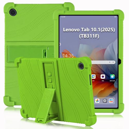 ATOOZ for Lenovo Tab 10.1 2025 Case (TB311FU/TB311XU),Soft Silicone Shockproof Kids Case for Lenovo Tab 10.1 inch 2025 Tablet with PC Stand (Green)