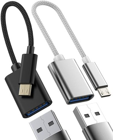Lot de 2 adaptateurs micro USB vers USB femelle OTG 3.0 pour câble de données, connecteur d'appareil photo, tablette, lecteur de carte, connecteurs Android, compatibles avec Samsung Galaxy S6 Edge +