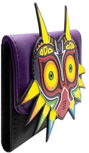 Legend of Link Zelda Majora's Iconic Mask Emblem Purse Clutch Coin Pocket & Card Holder, Purple