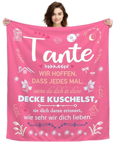 Original Geschenke für Tante Kuscheldecke (Tante-A) | Wir lieben dich Tante Decken für Weihnachten Muttertag Neujahrsgeschenk Geburtstagsgeschenk für Tante von Nichte Neffe