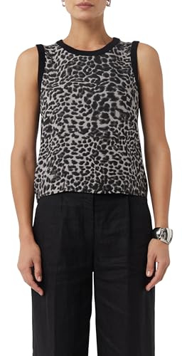 Comma Strick-Top im Materialmix mit Leo-Print