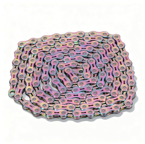 12 Speed Bike Chain, Extra Leichte Half Hollow Mountain Und Road Chain, Rainbow - Geräuscharme Schaltung, Hohe Haltbarkeit, Für Rennrad Und Mountainbike Fans (Rainbow)