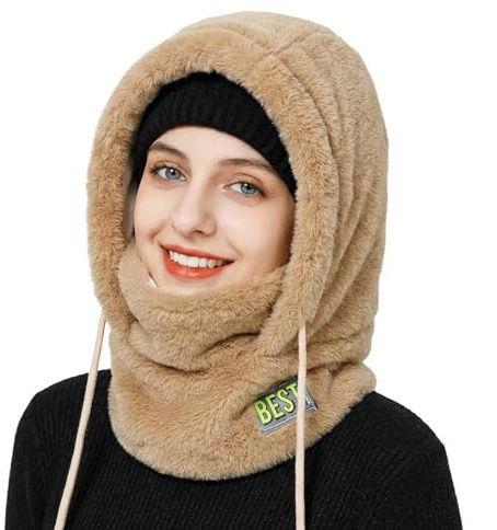AYPOW Cagoule d'hiver en Polaire Chaud Homme Femme, Multifonction Masque de Ski Bonnet Coupe-Vent Thermique, Balaclava Chapeau à Capuche avec Cache-Cou Echarpe pour Ski Vélo Ski Moto Cyclisme