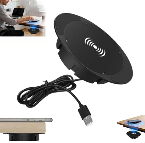 Invisible Under-Desk Wireless Charger,Hidden Fast Charging Pad Mount,Hidden Wireless Charging Pad for Office & Home Desk,Fast Charging,Space-Saving Installation,Compatible with Most Phones