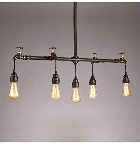 KosiLight - 5-flammige Wasserventil Pendelleuchte - Neptune - dunkelsilber - - Metall - IP20 - Kompatibel mit A