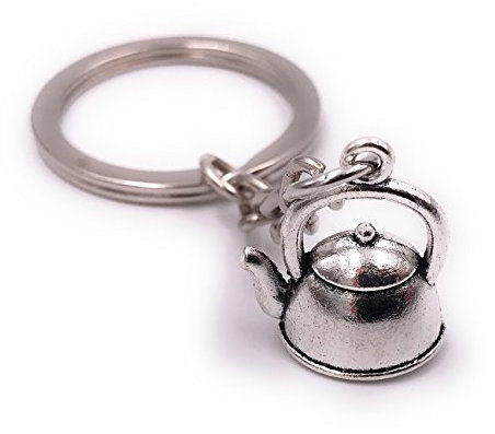 H-Customs Théière Service Service Porte-clés Pendentif Argent Métal