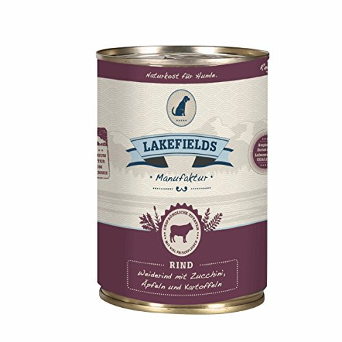 LAKEFIELDS MANUFAKTUR Nassfutter MENÜ RIND 61% Fleischanteil für Hunde 12x400g