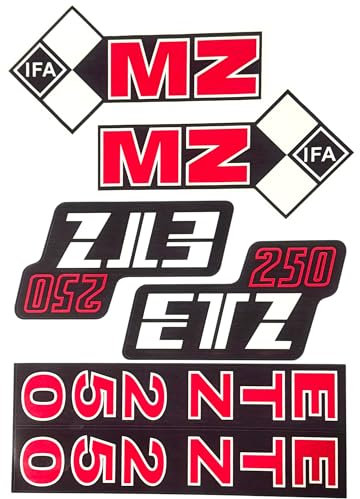 Aufkleber-Set 6-Teilig passend für MZ ETZ 250 Tank Seitendeckel Gabel von BJ-Handel