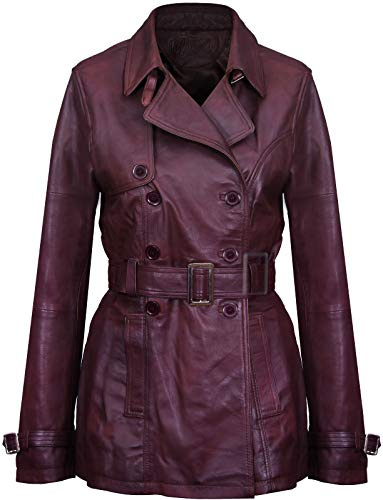 Infinity Leather Damen 3/4 Conker Braun Damen Lamm Nappa Leder Regenmantel