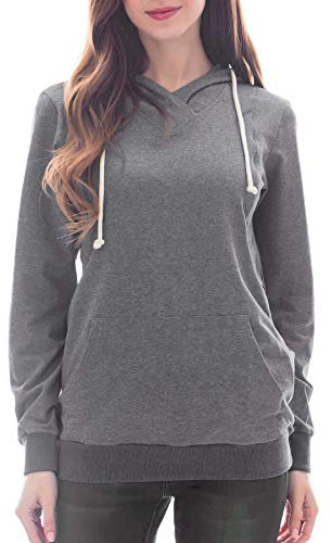 Smallshow Schwangere Pflege Damen Langarm Stillen Shirt Sweatshirt Kapuzenpullover Stillzeit Deep Grey 2XL
