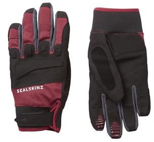 SEALSKINZ Unisex Waterproof All Weather MTB Glove - Black/Red, Small