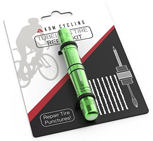 KOM Cycling Reparaturset für schlauchlose Reifen für Fahrräder, 8 Farben, zur Reparatur von Mountainbikes und Rennrädern – inkl. Reifenreparaturgabel-Reibahle, 8 Speckstreifen