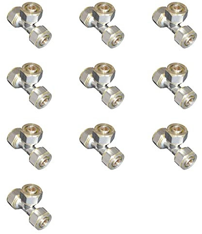 10-er Pack Klemmring Schraubfitting T-Stück 16 mm