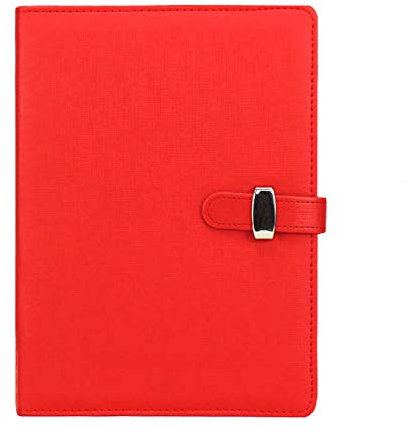SUPERTOOL Nachfüllbares Notizbuch aus Kunstleder, mit losen Blättern, klassischer gefütterter Notizblock mit Tasche und Stifthalter, für Geschäftstreffen, Reisetagebuch (A5, Rot)
