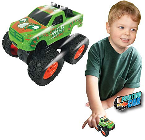 Wild Wheelz - Dinosaurier von Deluxebase. Reibungsbetriebene Monstertruck Spielzeugauto. Schieben Sie den Dino Truck-Spielzeug für Kinder mit