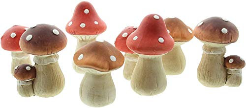 Dekoleidenschaft 8 kleine Fliegenpilze aus Terracotta, 5-7 cm hoch, Herbstdeko, Dekopilze, Tischdeko, Dekofiguren Set