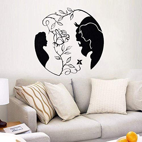Wandaufkleber, Wandkunst, Wandtattoos, Wohnkultur Schön Und Das Biest Vinyl Wandtattoo Rose Wandaufkleber Inspiriert Liebe Wandkunst Wandbild Schlafzimmer Aufkleber 57X56Cm
