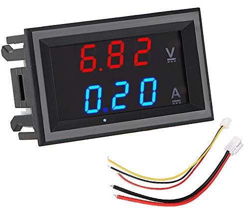 NOPNOG Mini Digital Voltmeter und Amperemeter, mit Kabel, Volt Ampere Meter, Strom- und Spannungstester, LED-Anzeige, DC 100V, 10A