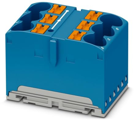 PHOENIX CONTACT PTFIX 6X10/S BU Verteilerblock, 37mm Breite, 20-6 AWG, 450V Nennspannung, 57A Nennstrom, 6 Anschlüsse, 0.5 mm²- 16 mm² Querschnitt, Blau, 10 Stück