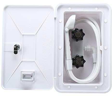 Amarine Made Wohnmobil-Duschkasten-Set, Wasserhahn, Schlauch, Camper-Dusche, Outdoor, Anhänger, Cowboy-Dusche, Weiß