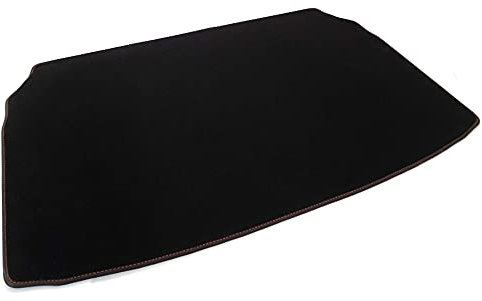 Kofferraummatte für VW ID3 ID.3 passend (Ziernaht Rot) Velours Premium Schutz Matte Kofferraum, Schwarz, Passgenau