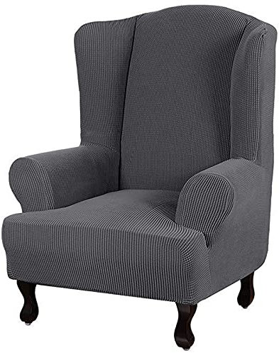 ILMF Ohrensessel Überzug, 1 Stücke Weiche Jacquard Ohrensessel Husse Maschinenwaschbar Stretch Sesselbezug Bezug Sesselhusse mit Elastischem Boden für Esszimmer Büroempfang Wohnzimmer