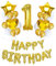Trimming Shop 40 Gold Number 1 Balloon, Inflatable Happy Birthday Foil Balloons for 1st Birthday & Anniversary Party Decoration, Large Digit 1 Balloon with White Gold Latex Balloons