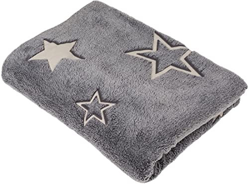 CBK-MS Kuscheldecke Sterne Glow In The Dark Kinderdecke leuchtet im Dunkeln Decke 135 x173 cm