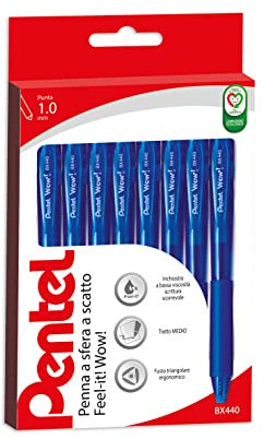 Pentel BX440 Feel-it Wow Druckkugelschreiber 1,0 mm 8 Stück blau