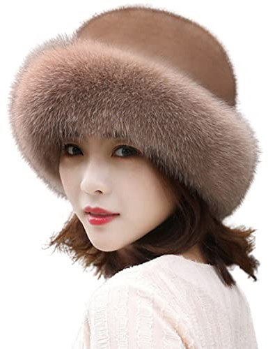 LAKEMON Winter-Pelzmützen für Damen, Dicke warme Kunstpelzmützen für den Winter, verstellbare Winterpelzmützen, für Frauen, Mädchen, Winter, Outdoor, Schneekappe (Dark Khaki)